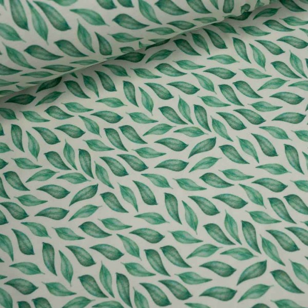 Bio Baumwolljersey Blätter ecru