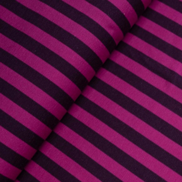 Baumwolljersey Streifen pink-aubergine