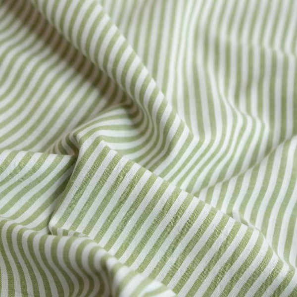 Baumwoll Popeline Streifen MELIERT lindgrün