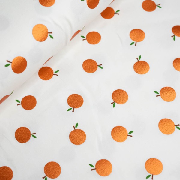 Baumwolljersey Folienprint Orange ecru