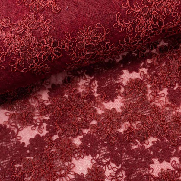 Spitze Stickerei Flowers bordeaux