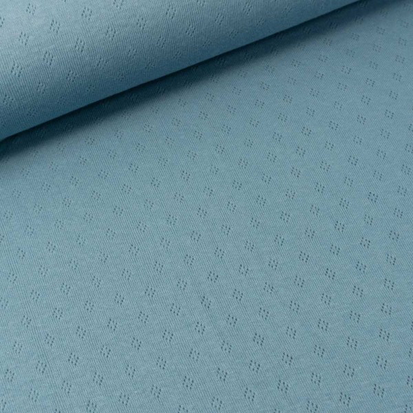 Baumwoll Lochstrick Jersey jeansblau