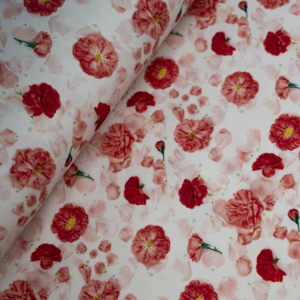 Baumwolljersey zarte Blumen ecru