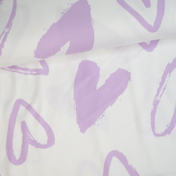 Baumwolljersey große Herzen ecru