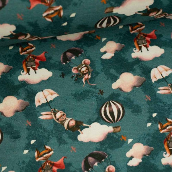 Alpensweat fliegende Tiere petrol