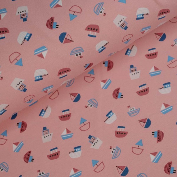 Baumwolljersey Schiffe rosa