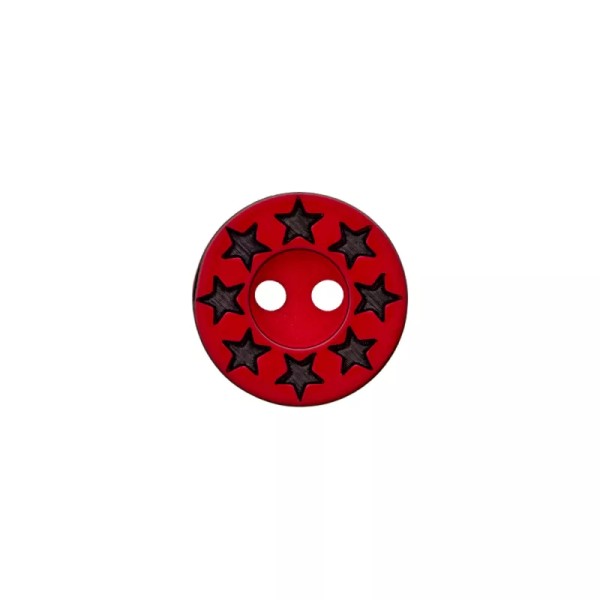 Polyesterknopf Sterne 12mm rot