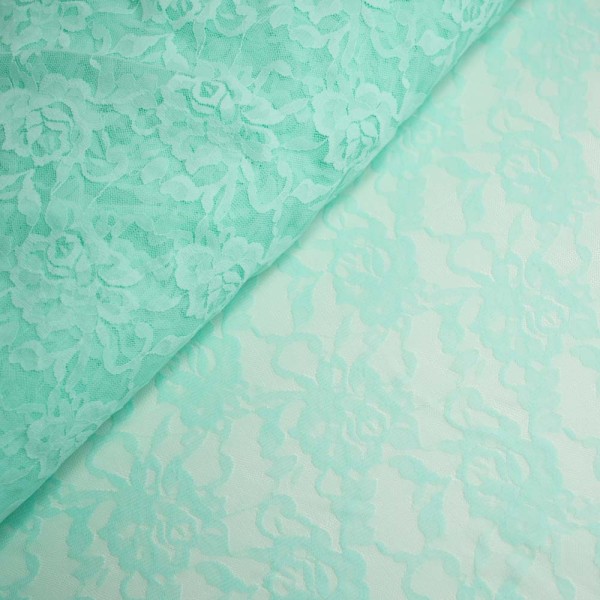 Italienische Spitze STRETCH Rosen mint