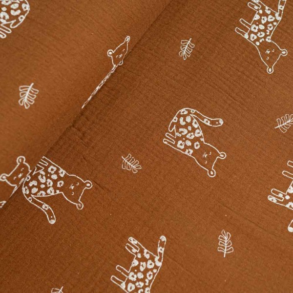 Musselin Double Gauze Leopard schokobraun