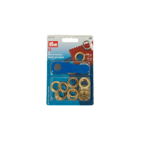 Prym Ösen mit Scheiben Gold 14mm inkl. Lochwerkzeug
