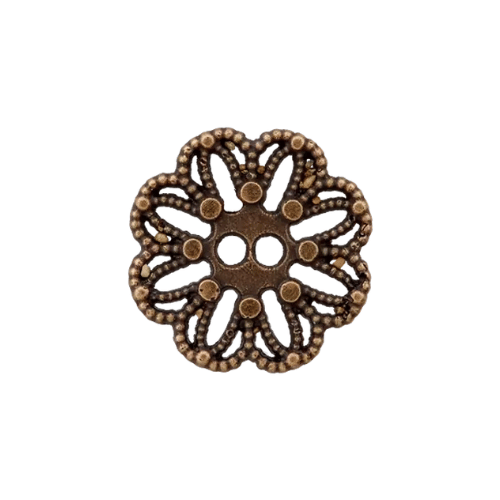 Metallknopf Blume 20mm altmessing