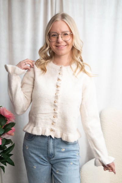 Cardigan mit Rüschen SOFT hellbeige