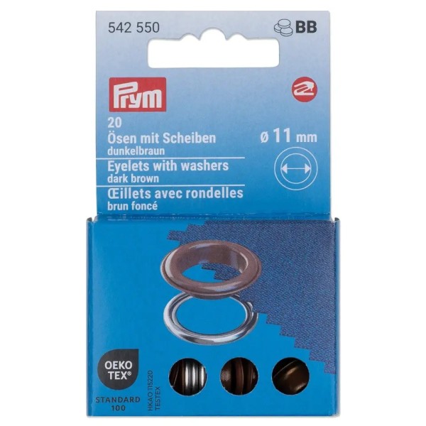 Prym Ösen mit Scheiben 11mm braun