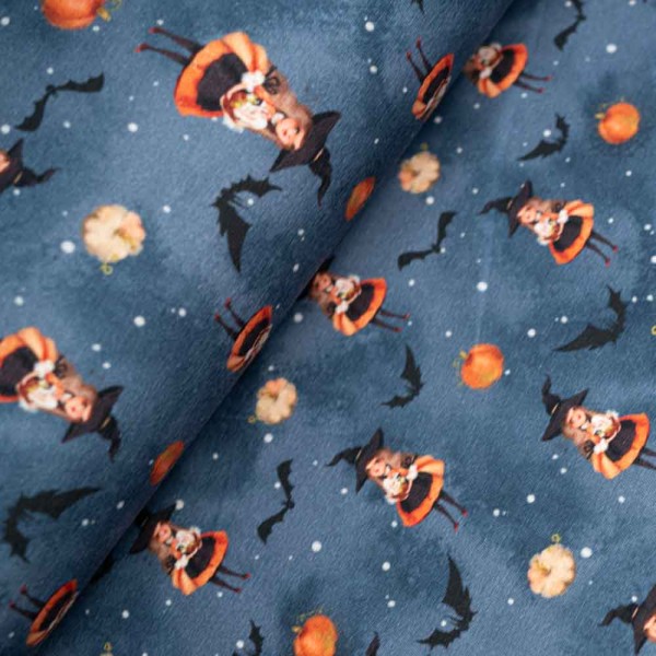 Baumwolljersey kleine Hexe jeansblau