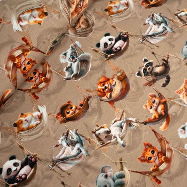 Baumwolljersey Chillige Tiere camel