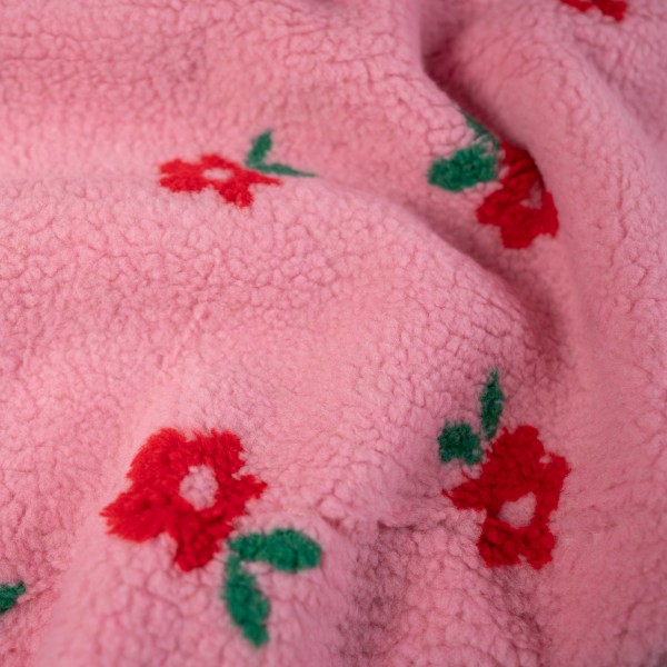 Teddyplüsch Blumen rosa