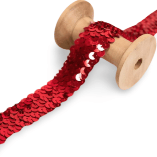 Paillettenband Stretch 30mm rot