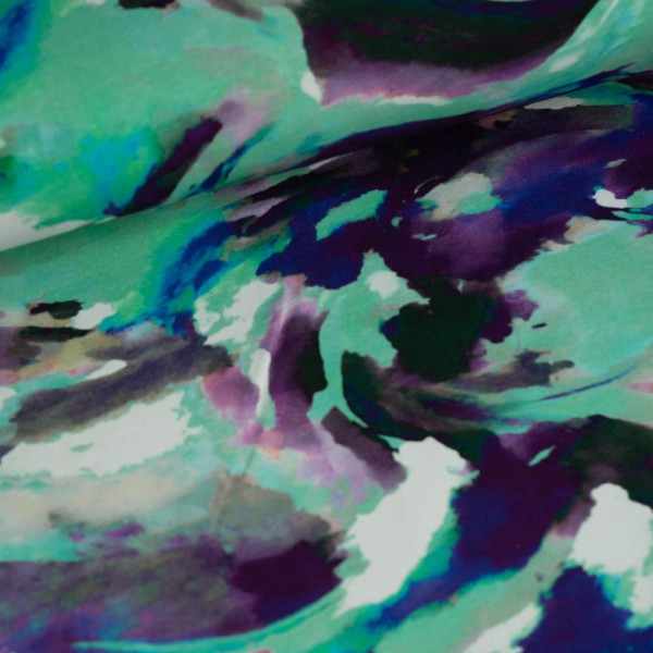 French Terry Sweat Aquarellstriche mint