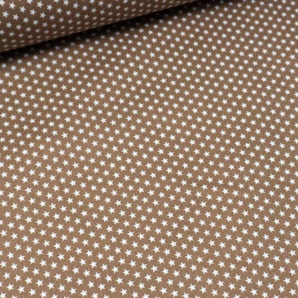 Edle Baumwollwebware Popeline Mini Sterne beige
