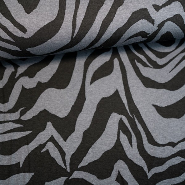Viskosejersey Zebra anthrazit