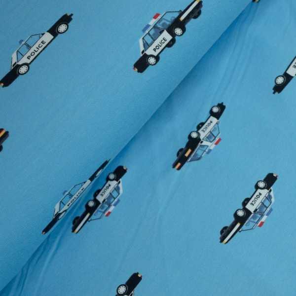 Baumwolljersey Police Auto hellblau