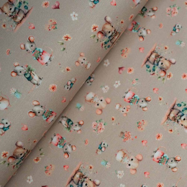 Baumwolljersey Mausi beige