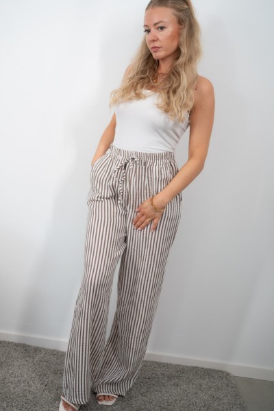 Musselinhose Fiona Streifen taupe