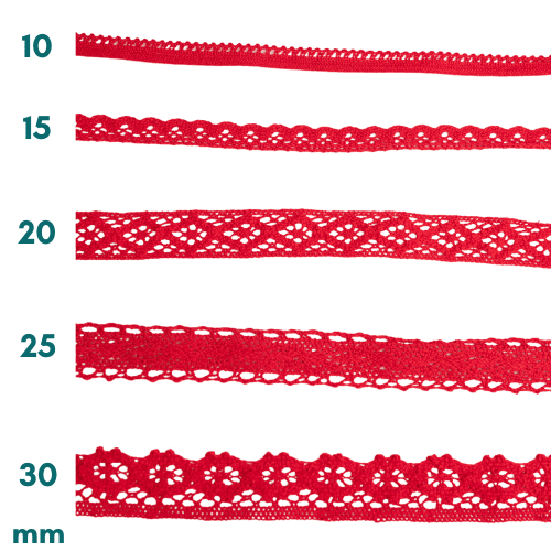 Baumwoll Spitzenborte rot 30mm