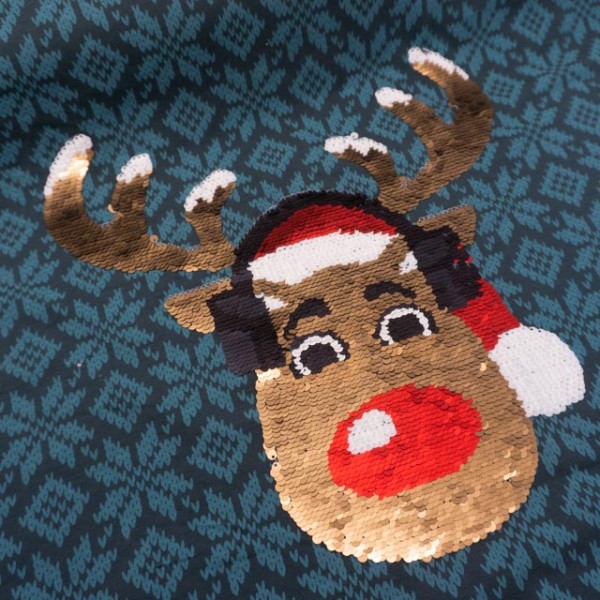 Baumwolljersey 67cm Panel Happy Deer petrol
