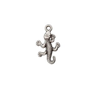 Metallzierteil Gecko altsilber