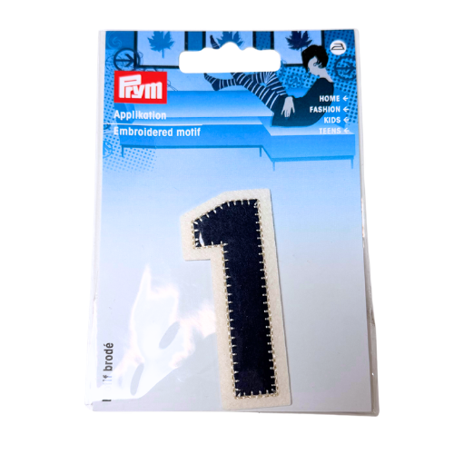 Applikation Stickoptik Zahl 1 navy