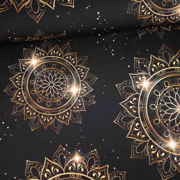 Bio-Sweat French Terry Shining Mandala schwarz