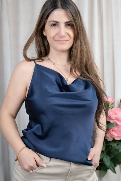 Satin Top Elegance navy