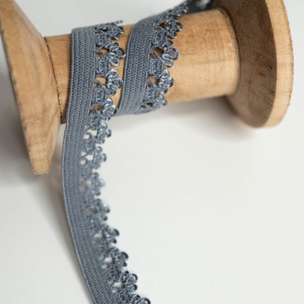 Spitzenband Stretch 13mm dunkelgrau
