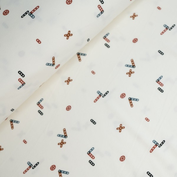 Baumwolljersey Bausteine ecru