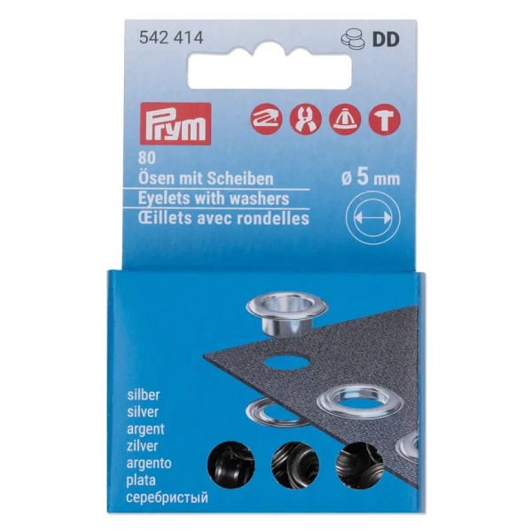 Prym Nachfüllset Ösen mit Scheiben 5mm silber