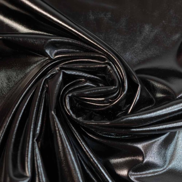 Folienjersey Metallic schwarz
