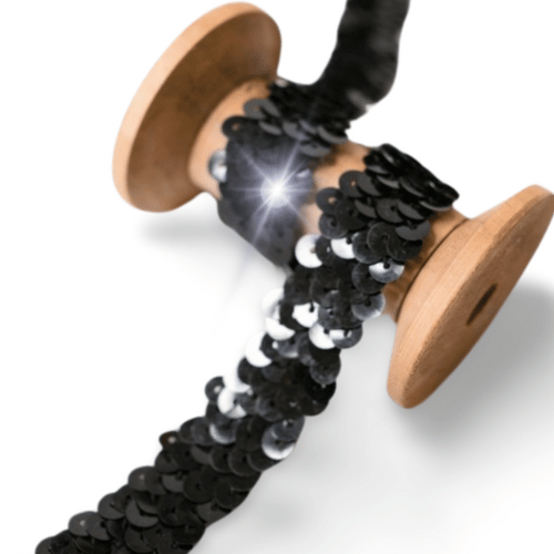 Paillettenband Stretch 20mm schwarz