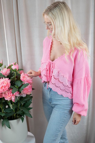 Musselinbluse mit Spitze Giulia rosa