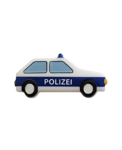 Kinderknopf Polizeiauto 25mm weiß
