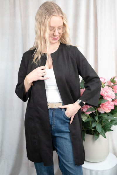 Wildlederimitat Jacke Wanda schwarz