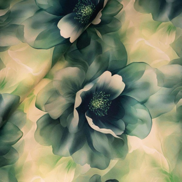 Baumwoll Stretch Blume khaki