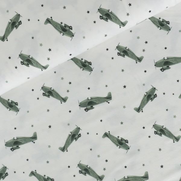 Baumwolljersey Flugzeuge khaki