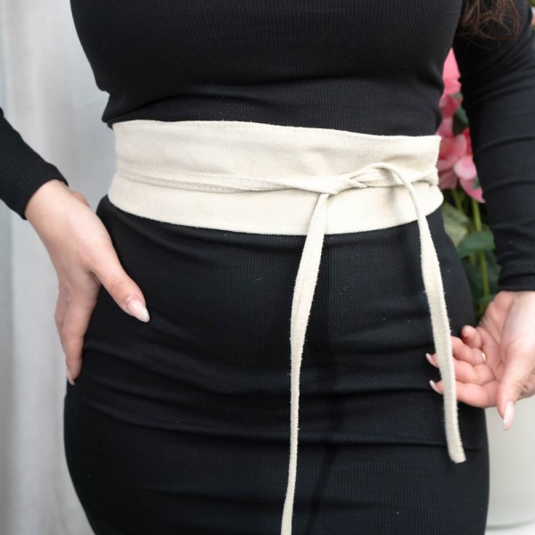 Wildledergürtel Wickelgürtel 100% Echtleder hellbeige