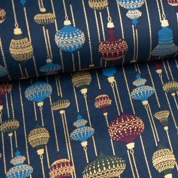 Baumwollwebware Glam Weihnachtsgirlande dark navy
