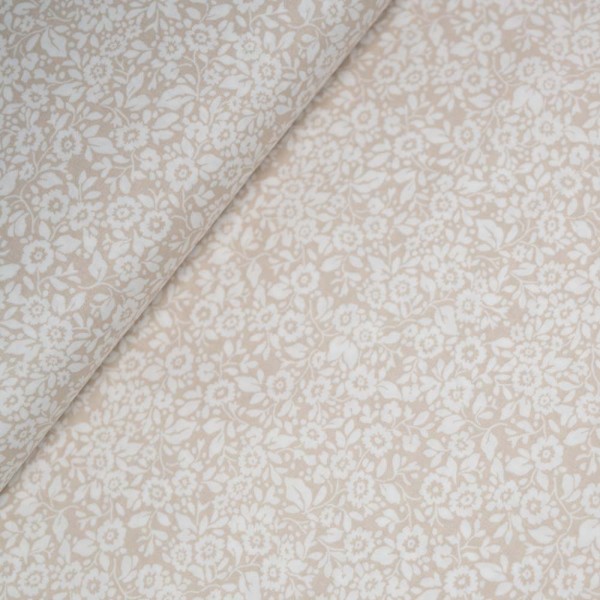 Baumwollwebware Blümchenstrauch beige