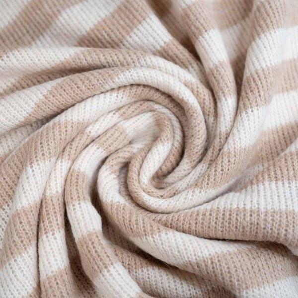 Strickstoff kleine Streifen beige