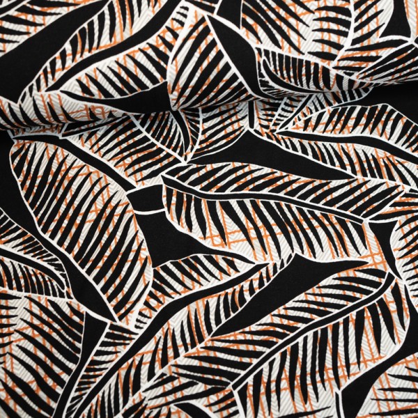 Viskosejsersey Palmenblätter Grafisch terra