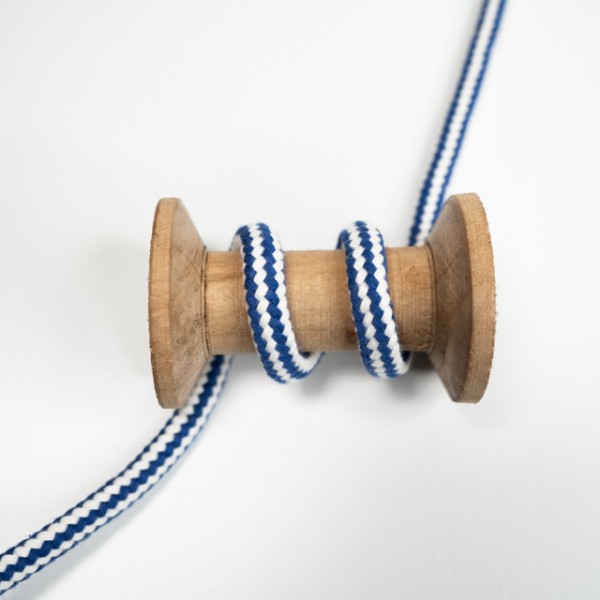 Weiche Kordel 8mm weiß-royalblau