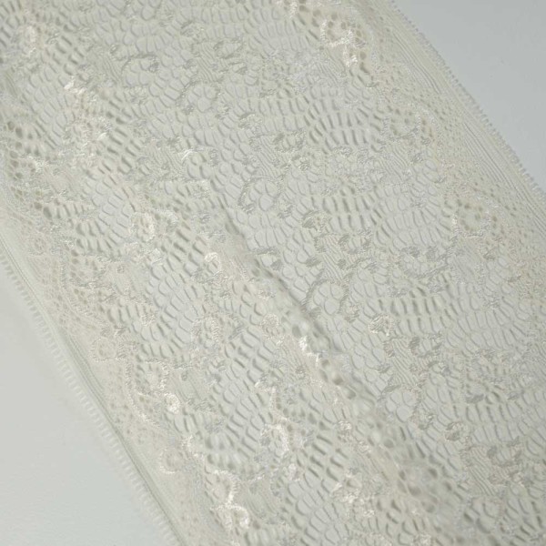 Elastische Spitzenborte 15cm Paisley ecru